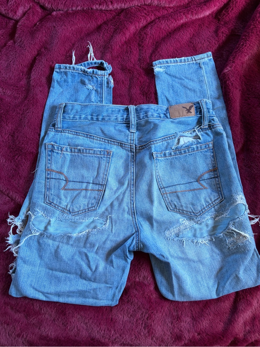 American Eagle Outfitters Light Blue Distressed Boyfriend Jeans